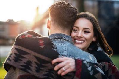 A couple hugging in Bastrop, TX