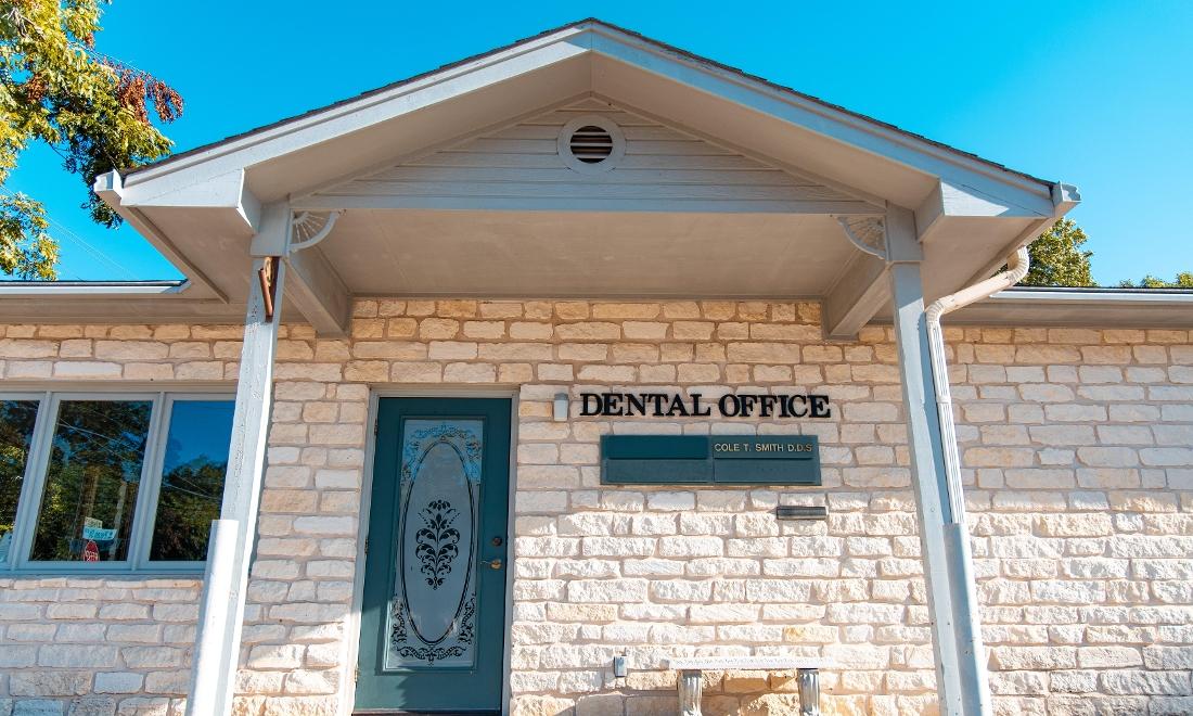 Front entrance of dentist office in Bastrop, TX